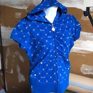 😍New COOGI Short sleeves Hooded Lue Jacket Sz L